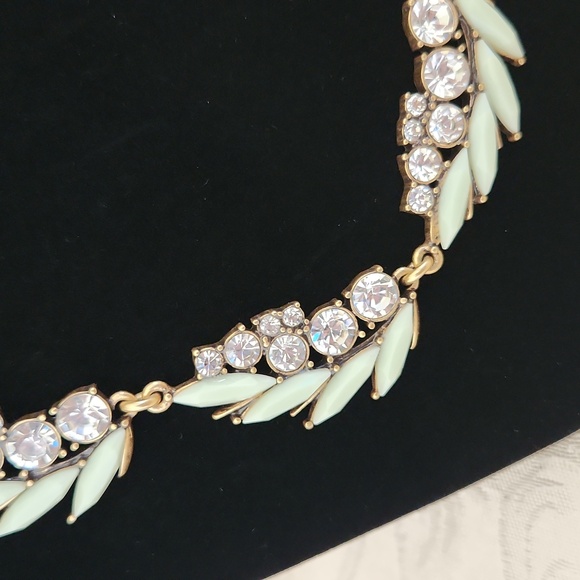 J. Crew mint green and crystal rhinestone statement collar necklace - Picture 2 of 5